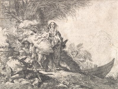 جوزيف يعبد المسيح الطفل بالقرب من مذبح التدخين ، من الرحلة إلى مصر ، 1752. بواسطة جيوفاني دومينيكو تيبولو