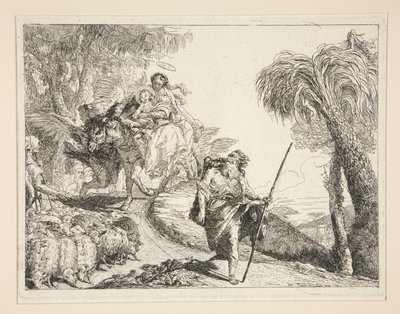 يوسف مع العذراء والطفل ، من سلسلة Idee pittoresche sopra la fuga in Egitto (رحلة إلى مصر) بواسطة جيوفاني دومينيكو تيبولو
