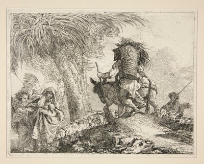 العذراء والطفل مع يوسف ، من سلسلة Idee pittoresche sopra la fuga في Egitto (رحلة إلى مصر) بواسطة جيوفاني دومينيكو تيبولو