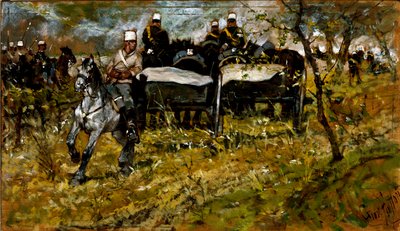 مناورة مدفعية. لوحة جيوفاني فاتوري (1825-1908) بواسطة جيوفاني فاتوري