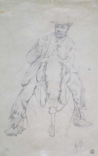 Buttero on horseback (Tuscan cowboy) بواسطة جيوفاني فاتوري