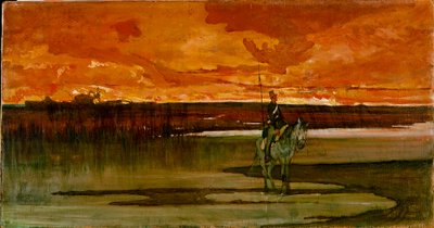 حارس على نهر الحارس على النهر. لوحة جيوفاني فاتوري (1825-1908) 1885-1890 الشمس. 27x57 سم فلورنسا ، جاليريا دارت موديرنا بواسطة جيوفاني فاتوري