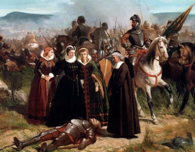 قاتلت ماري ملكة اسكتلندا ، في معركة لانجسايد ، في 13 مايو 1568. التفاصيل - الرسم بواسطة جيوفاني فاتوري