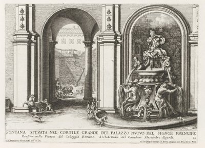 Fontein في binnenplaats van het Palazzo Doria Pamphilj te Rome نافورة تقع في الفناء الكبير في Palazzo Nuovo of the Prince (...] (العنوان على الكائن) النوافير في قصور وحدائق روما (عنوان السلسلة) Fonteinen in de paleizen en tu بواسطة جيوفاني جياكومو دي روسي