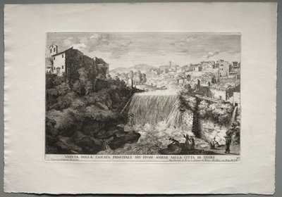 ينابيع روما ، الكتاب الرابع ، اللوحة 27: منظر للشلال الرئيسي لنهر أنيين في مدينة تيفولي بواسطة جيوفاني فرانشيسكو فينتوريني