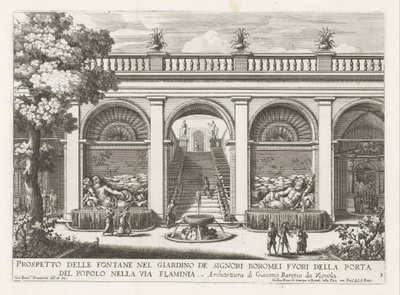 Tuin van een paleis te Rome نشرة من النوافير في حديقة بورومي أمراء (...) (العنوان على الكائن) النوافير في قصور وحدائق روما (عنوان السلسلة) Fonteinen in de paleizen en tuinen van Rome (عنوان السلسلة) بواسطة جيوفاني جياكومو دي روسي