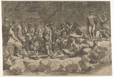 تجميع الآلهة بعد تكوين السقف في Loggia di Psiche ، Villa Farnesin ... ، 1527. بواسطة جيوفاني جاكوبو كاراجليو