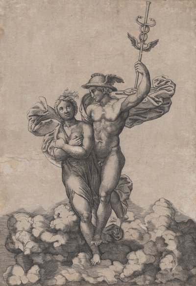 عطارد يحمل Psyche إلى Olympus ، بعد تكوين رافائيل في Villa Farnes ... ، كاليفورنيا. 1520-39. بواسطة جيوفاني جاكوبو كاراجليو