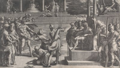 استشهاد القديس بولس وإدانة القديس بطرس 1524-1527. بواسطة جيوفاني جاكوبو كاراجليو