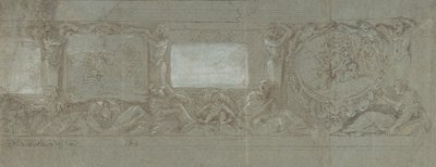 تصميم لتزيين الجدران مع تضحية إبراهيم والرحلة إلى مصر ، كاليفورنيا. 1600-1647. بواسطة جيوفاني لانفرانكو