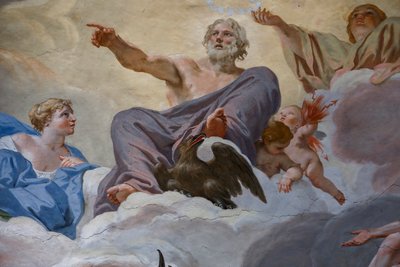 كوكب المشتري وجونون. تفاصيل "مجلس الآلهة" 1624-1625. في الهواء الطلق بواسطة جيوفاني لانفرانكو