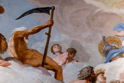 زحل ، إله الوقت. تفاصيل "مجلس الآلهة" 1624-1625. في الهواء الطلق بواسطة جيوفاني لانفرانكو
