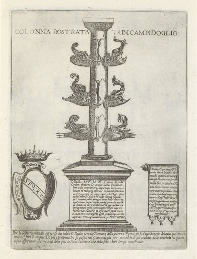 العمود المنقاري عمود المنصة في مبنى الكابيتول (العنوان على الكائن) Moderne en Antieke monuments en bouwwerken in Rome (عنوان السلسلة) زخارف المباني القديمة والحديثة في مدينة ألما في روما (عنوان السلسلة) بواسطة جيوفاني ماجي