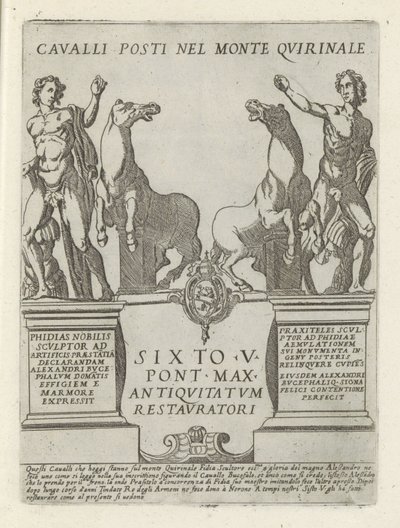 Dioscuren op de Quirinaal الخيول الموضوعة على جبل Quirinale (العنوان على الجسم) Moderne en Antieke monuments en bouwwerken in Rome (عنوان السلسلة) زخارف المباني القديمة والحديثة في مدينة ألما في روما (عنوان السلسلة) بواسطة جيوفاني ماجي
