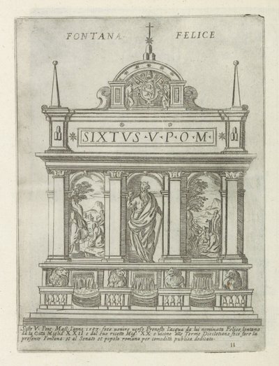 نافورة مياه سعيدة النافورة السعيدة (العنوان على الكائن) Moderne en Antieke monuments en bouwwerken in Rome (عنوان السلسلة) زخارف المباني القديمة والحديثة في مدينة ألما في روما (عنوان السلسلة) بواسطة جيوفاني ماجي