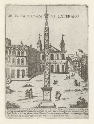مسلة لاتران خلف القديس يوحنا لاتيران في روما Obelisco a S. Giovanni Laterano (العنوان على الكائن) الآثار والمباني الحديثة والقديمة في روما (عنوان السلسلة) Ornamenti di fabriche antichi et moderni dell 
