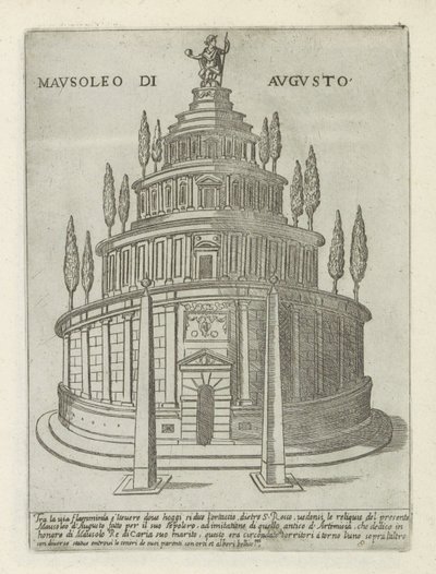 ضريح أوغسطس في روما Mausoleo di Augusto (العنوان على الكائن) الآثار والمباني الحديثة والقديمة في روما (عنوان السلسلة) Ornamenti di fabriche antichi et moderni dell