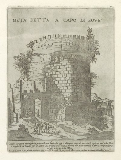 Tombe van Caecilia Metella te Rome Meta قال كابو دي أوف (عنوان على الكائن) Moderne en antieke monumenten en bouwwerken في روما (عنوان السلسلة) Ornamenti di Fabriche antica et moderni dell 'alma citta di Roma (عنوان السلسلة) بواسطة جيوفاني ماجي