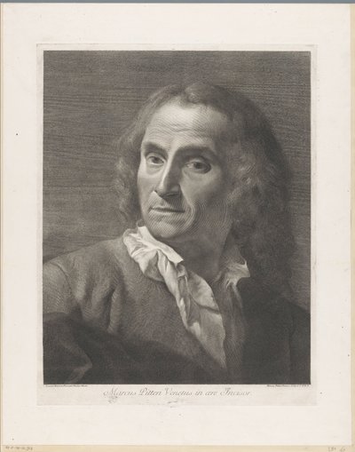 Portret van printmaker جيوفاني ماركو بيتيري Marcus Pitteri Blue Engraver in Air (العنوان على الكائن) بواسطة جيوفاني باتيستا بيازيتا
