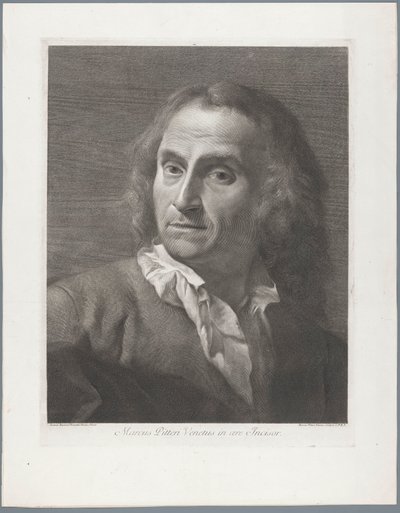 Portret van printmaker جيوفاني ماركو بيتيري Marcus Pitteri Blue Engraver in Air (العنوان على الكائن) بواسطة جيوفاني باتيستا بيازيتا