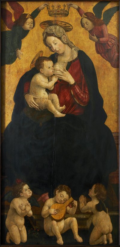 مادونا الحليب مع ملائكة صنع الموسيقى ، 1490-1500. بواسطة جيوفاني مارتينو سبانزوتي