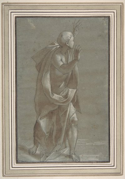 مجسم ذكر قائم رايات ويديه مرفوعتان ، 1565-71. بواسطة جيوفاني باولو لومازو