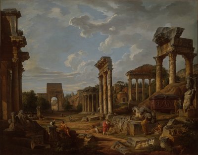 A Capriccio من المنتدى الروماني بواسطة Giovanni Paolo Panini