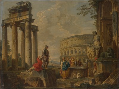الكولوسيوم بين الآثار الرومانية بواسطة Giovanni Paolo Panini