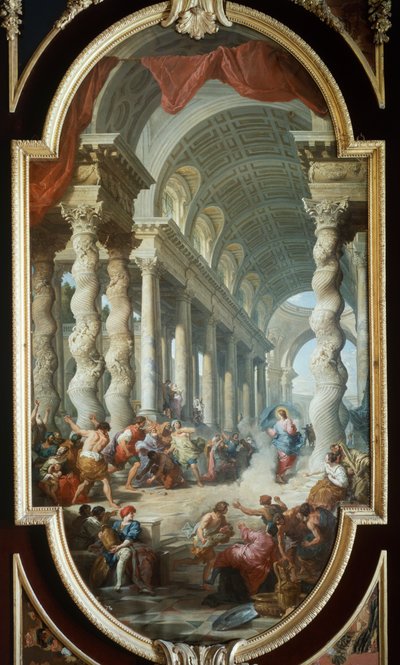 رجم يسوع في المعبد ، بقلم جيوفاني باولو بانيني (1691-1765) ، لوحة ، قصر لا جرانجا ، سيغوفيا ، إسبانيا. بواسطة جيوفاني باولو بانيني