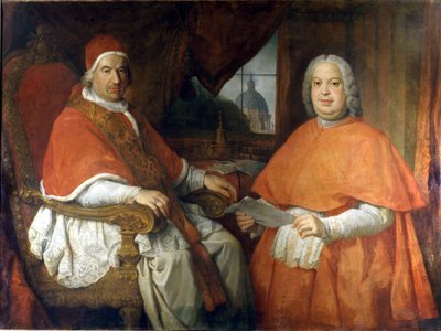 صور شخصية للبابا بنديكتوس الرابع عشر (1675 - 1758) والكاردينال سيلفيو فالنتي غونزاغ. لوحة جيوفاني باولو بانيني (بانيني). القرن ال 18. المتحف الروماني الوطني ، روما. بواسطة جيوفاني باولو بانيني