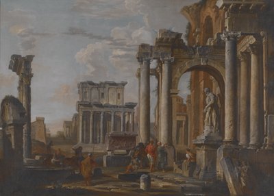 أطلال معبد أنطونيوس وفاوستينا ، 1727-30 (زيت على قماش) بواسطة جيوفاني باولو بانيني