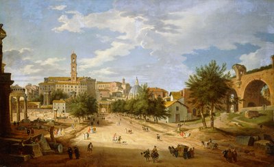 المنتدى الروماني و Campidoglio ينظر إليه من قوس قسطنطين ، 1751 بواسطة جيوفاني باولو بانيني