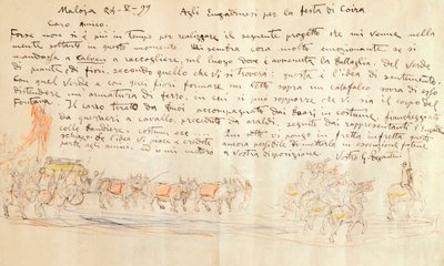 رسم تخطيطي لموكب عيد كالفين كويرا ، بقلم جيوفاني سيجانتيني (1858-1899) بواسطة جيوفاني سيجانتيني
