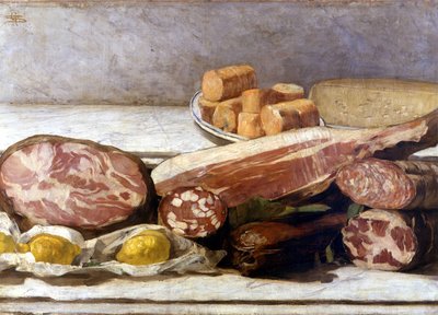 فرحة اللون ، لا تزال حياة اللحوم الباردة. رسم جيوفاني سيجانتيني (1858-1899). 1886. ميلان ، آل. بريفي. بواسطة جيوفاني سيجانتيني