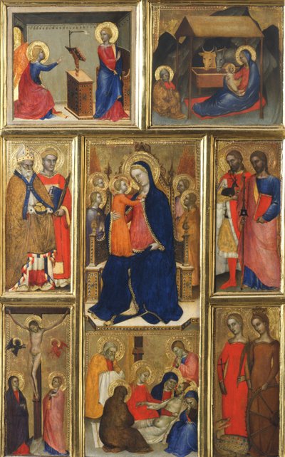 Polyptych: مريم العذراء مع الطفل والقديسين بواسطة جيوفاني دا ميلانو