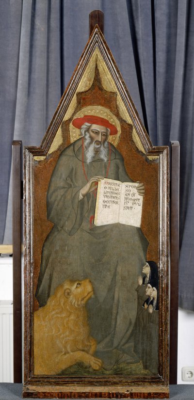 القديس جيروم مع الأسد وثلاث راهبات صلاة ، ج 1360 (درجة حرارة على خشب الحور) بواسطة Giovanni del Biondo dal Casentino