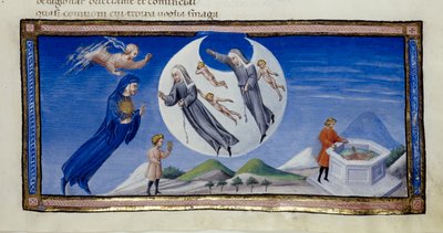 MS 36. fol 133 r Canto III ، رسم توضيحي من "الكوميديا الإلهية" بقلم دانتي أليغيري ، حوالي 1450 (ورق) بواسطة جيوفاني دي باولو