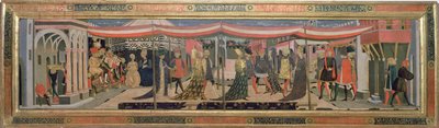 أمامي من Adimari Cassone يصور مشهد زفاف أمام المعمودية ، c.1450 (درجة الحرارة على اللوحة) (انظر أيضًا 62295 ، 123484-6) بواسطة جيوفاني دي سير جيوفاني