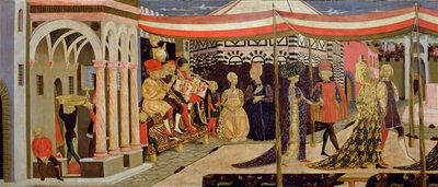 الجزء الأمامي من Adimari Cassone ، تفاصيل القسم الأيسر ، c.1450 درجة حرارة على تفاصيل اللوحة 80304 بواسطة جيوفاني دي سير جيوفاني