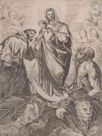 العذراء مع القديسين جيروم وفرانسيس ، 1660-80. بواسطة جيرولامو روسي