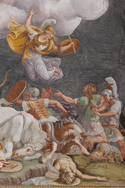 معركة ، تفاصيل ، حصان طروادة ، غرفة طروادة (Sala di Troia) بواسطة جوليو (وورشة عمل) رومانو