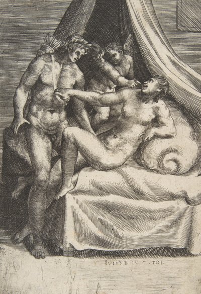 أبولو ودافني ، من "The Loves of the Gods" ، كاليفورنيا. 1531-76. بواسطة جوليو بوناسون