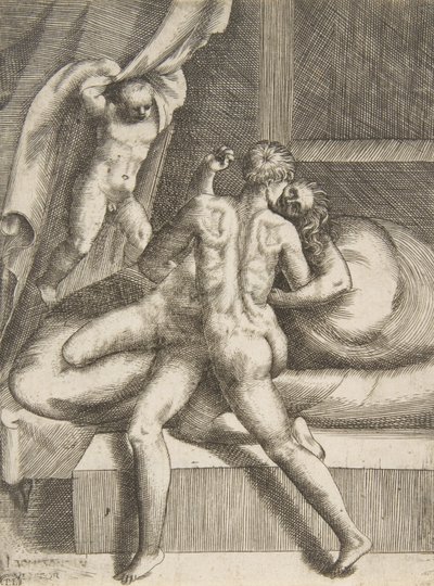 أبولو وليوكوثيا ، من "The Loves of the Gods" ، كاليفورنيا. 1531-76. بواسطة جوليو بوناسون