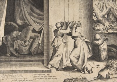 جوديث تنقل رأس هولوفرن إلى خادمتها ، هولوفرنز مقطوعة الرأس في ... ، 1531-1576. بواسطة جوليو بوناسون