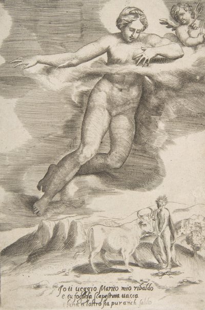 جونو يراقب كوكب المشتري وآيو ، من فيلم The Loves of the Gods ، 1531-60. بواسطة جوليو بوناسون