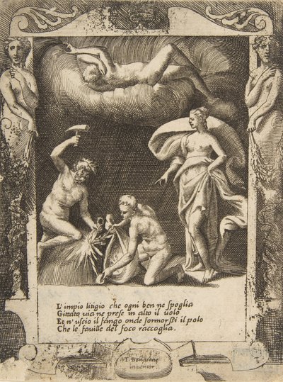 تمت إزالة Litigium من جسد الفوضى بينما يتم إلقاء والدته في الهواء ، مع ... ، 1531-1576. بواسطة جوليو بوناسون