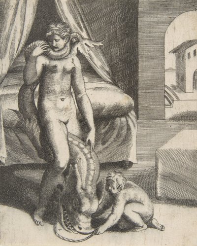 نبتون وميلانث ، من "The Loves of the Gods" ، حوالي 1531-1576. بواسطة جوليو بوناسون