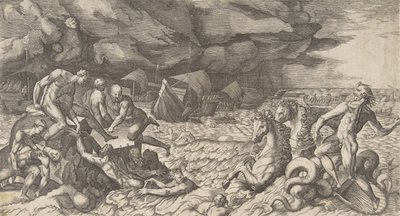 نبتون يهدئ العاصفة التي أثيرت ضد أسطول إينيس ، 1531-1576. بواسطة جوليو بوناسون