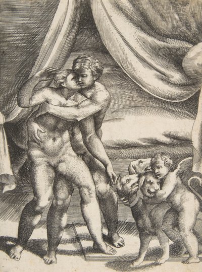 بلوتو وبروسيربين ، من "The Loves of the Gods" ، كاليفورنيا. 1531-76. بواسطة جوليو بوناسون