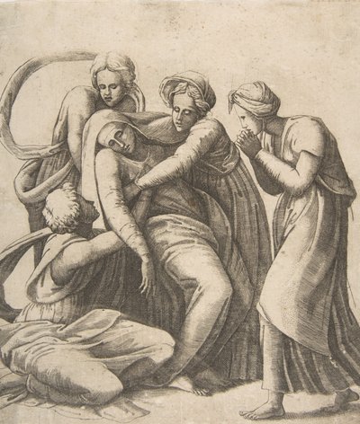 إغماء العذراء وتسندها بين ذراعي القديسات ، 1531-1576. بواسطة جوليو بوناسون